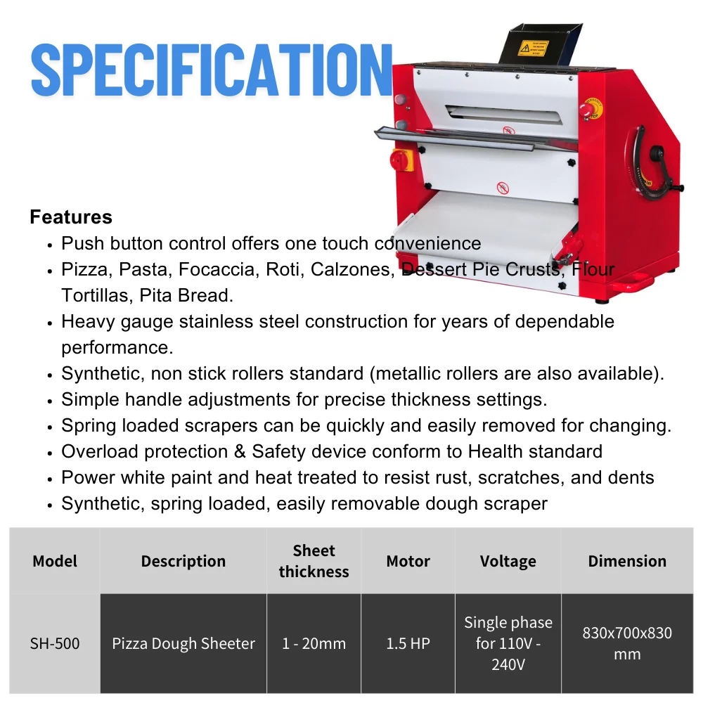 Professional Electric Pizza Dough Sheeter Roller Machine with 304 Stainless Steel for Pizza Shop & Bakery Use