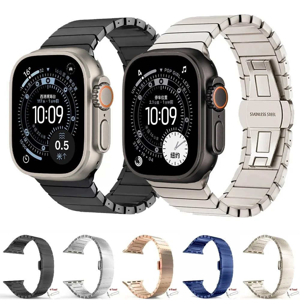 Metallgliederarmband für Apple Watch Ultra 3 2 1 49 mm 46 mm 45 mm 41 mm 44 mm 40 mm 42 mm Edelstahlband IWatch 11 10 8 7 6 5 4 SE3