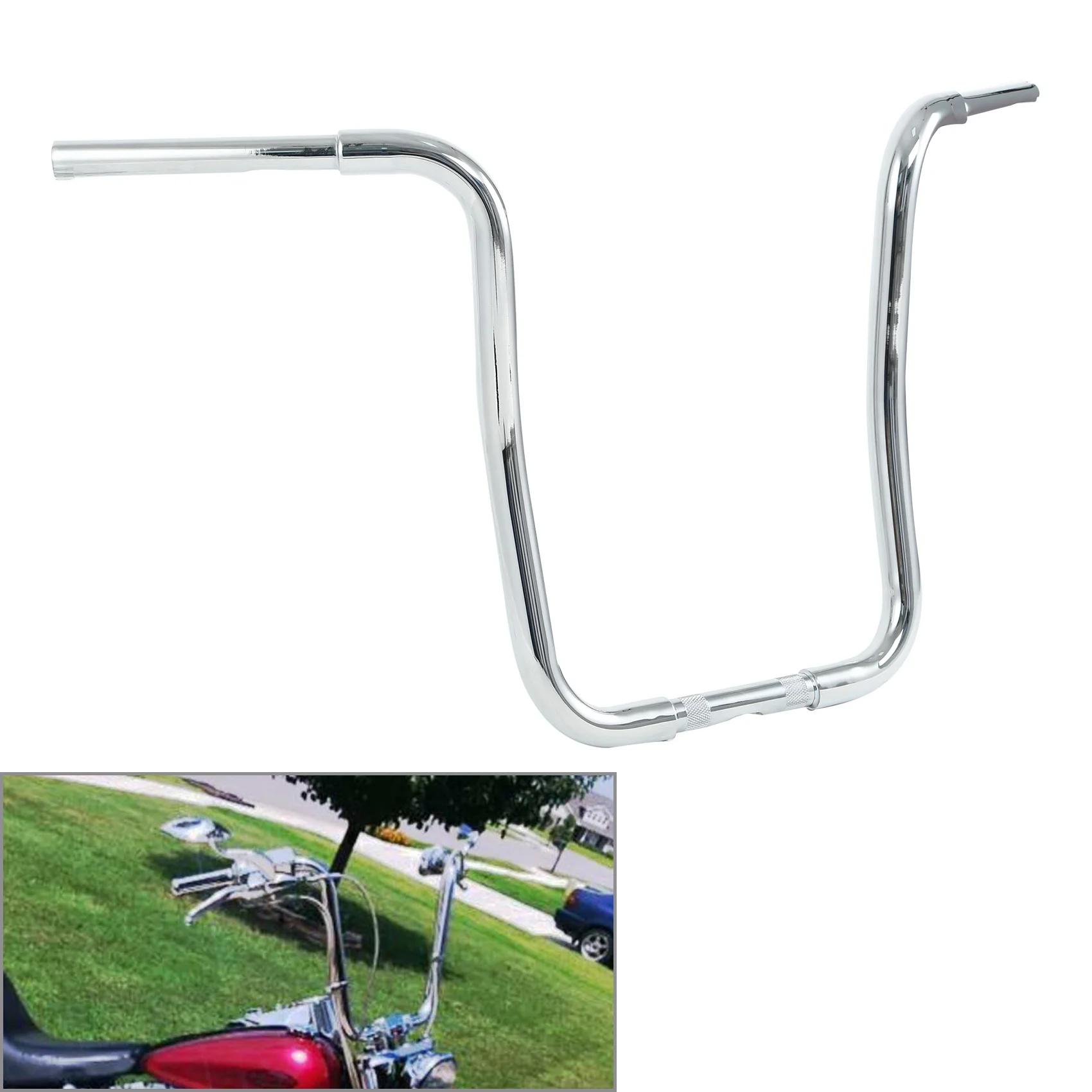 

Motorcycle 18 16 14 12 inch Rise 1-1/4" Curved Ape Hanger Handlebar For Harley Sportster XL 883 1200 FLST FXST Custom