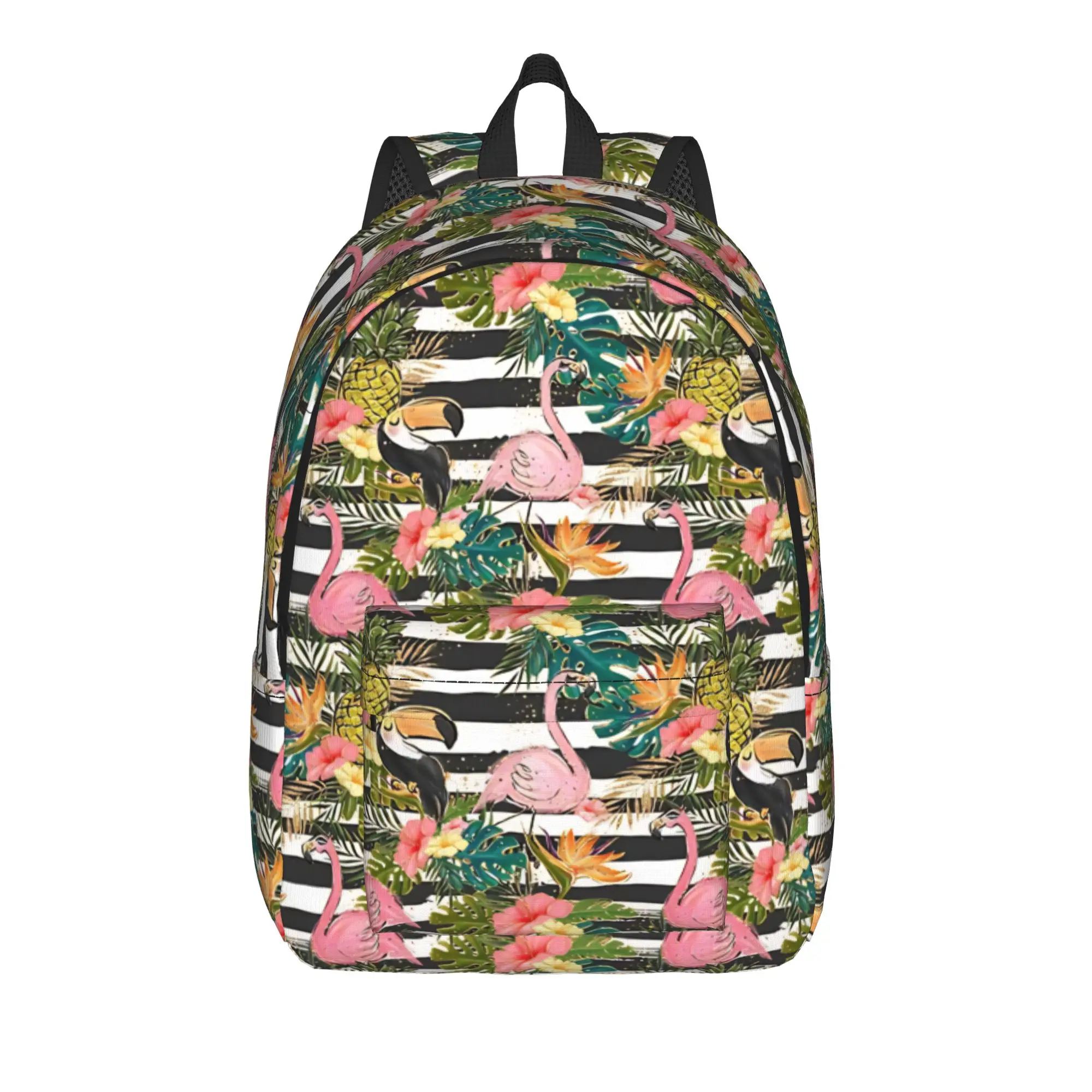 Flamingo Backpack Back to school season foliage  Adjustable Strap Backpack