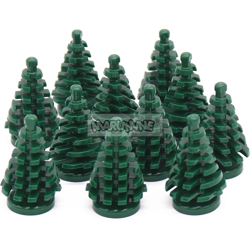 Marumine 10PCS Small Christmas Tree MOC Building Blocks Spruce 2435 Compatible Construction City View Bricks Parts  Stalk Grass