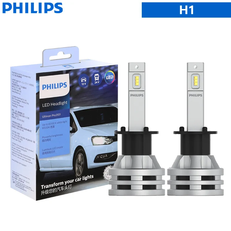 Philips H4 H7 H11 Led Ultinon Pro3101 H1 H3 Hb3 Hb4 Hir2 9005 9006 9012 Lumileds Led Auto Koplamp 6000K Helder Wit Lampen, 2x