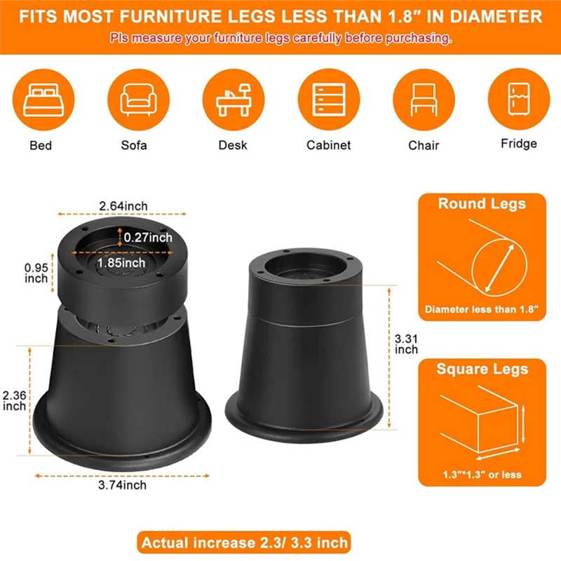 レイズドベッドフットパッド 家具リフトサポートパッド ミニ丸底ゴムトップスパイク-A21R