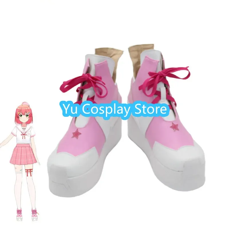 Sakura Miko Cosplay Shoes PU Leather Shoes Halloween Carnival Boots Vtuber Cosplay Prop Custom Made