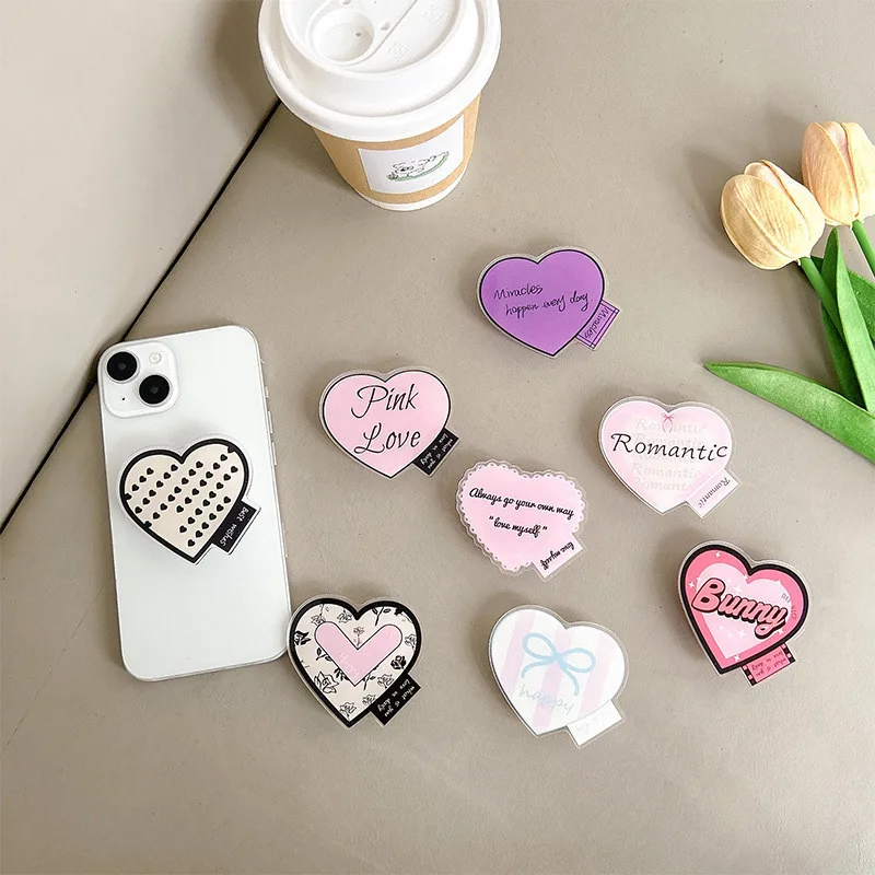 

3D мультяшное сердце в форме любви, складное кольцо на палец, подставка для мобильного телефона, держатель для Iphone 14, 15, Samsung Xiaomi, держатель, кронштейн-подставка