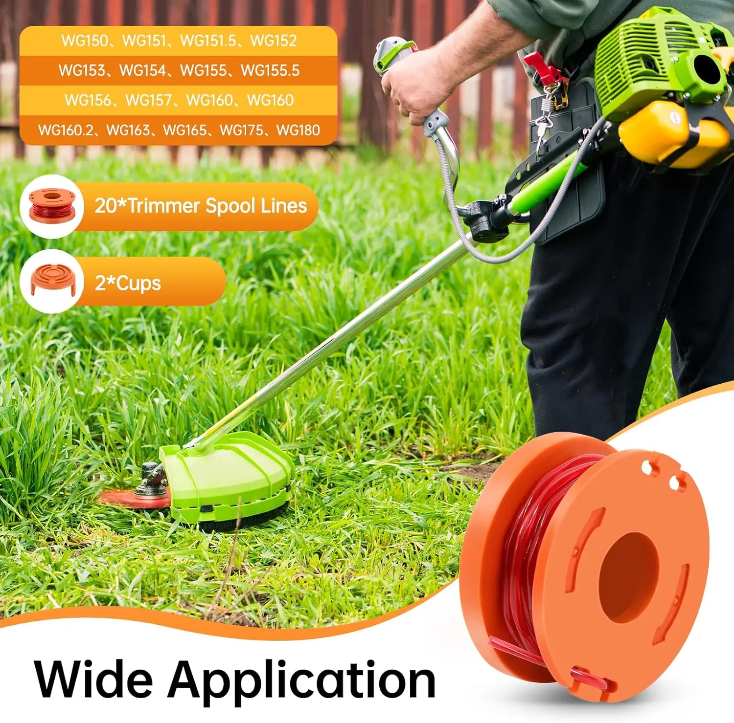 

20 шт., сменная катушка триммера с 2 колпачками WA0010, детали для поедания сорняков для триммера Worx и струны для поедания сорняков