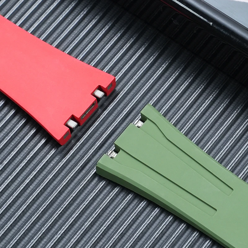 Soft FKM Strap For AP Royal Oak Offshore 26420 Series Steel End Link Quick Release Fluororubber watch band For 43mm wristband