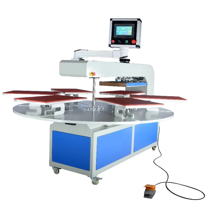 38x38 40*60cm Factory Price Automatic Pneumatic Sublimation Rotary Six Worktable Heat Press Machine for t Shirt