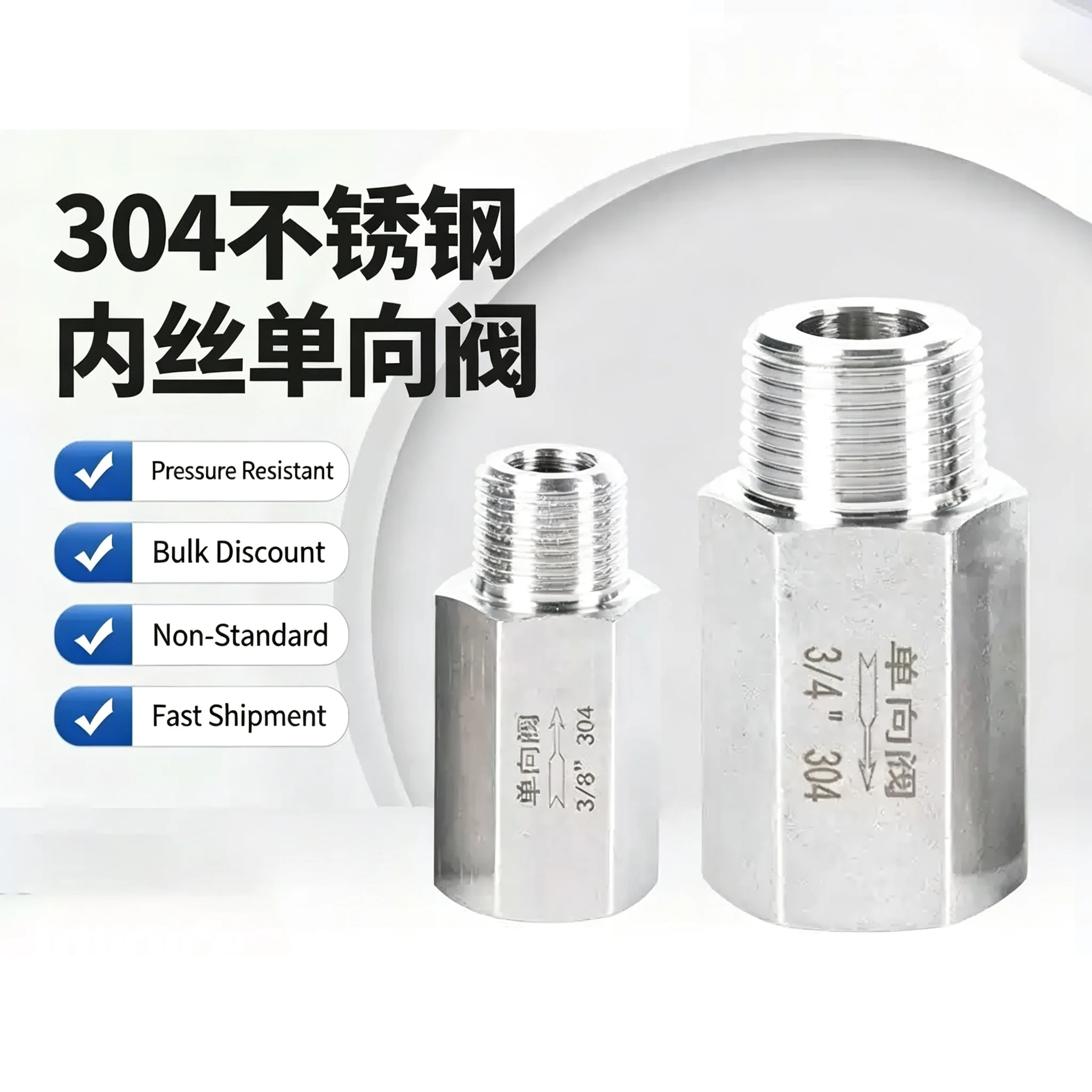 One Way Valve 1/8 1/4 3/8 1/2 3/4 BSP Thread Air Compressor Non Return Valve 304 316L Stainless Steel Pneumatic Check Valve