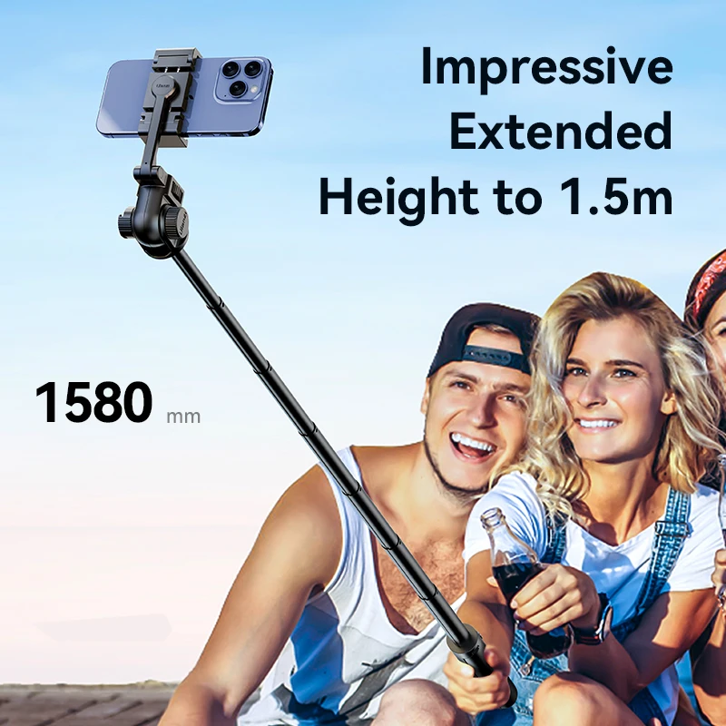 Ulanzi MT-70 1.5M Selfie Stick Tripod for Phone 360° Portrait Landscape Shooting with 1/4'' Screw for Phone Camera Livestreaming