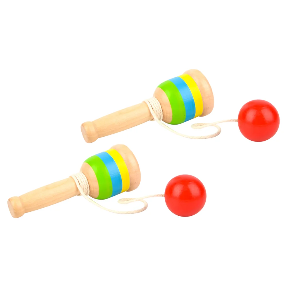 2 PCS Kids Toys Trick Cup Wooden Kendama Creative Puzzle Educational Balls Skill Child