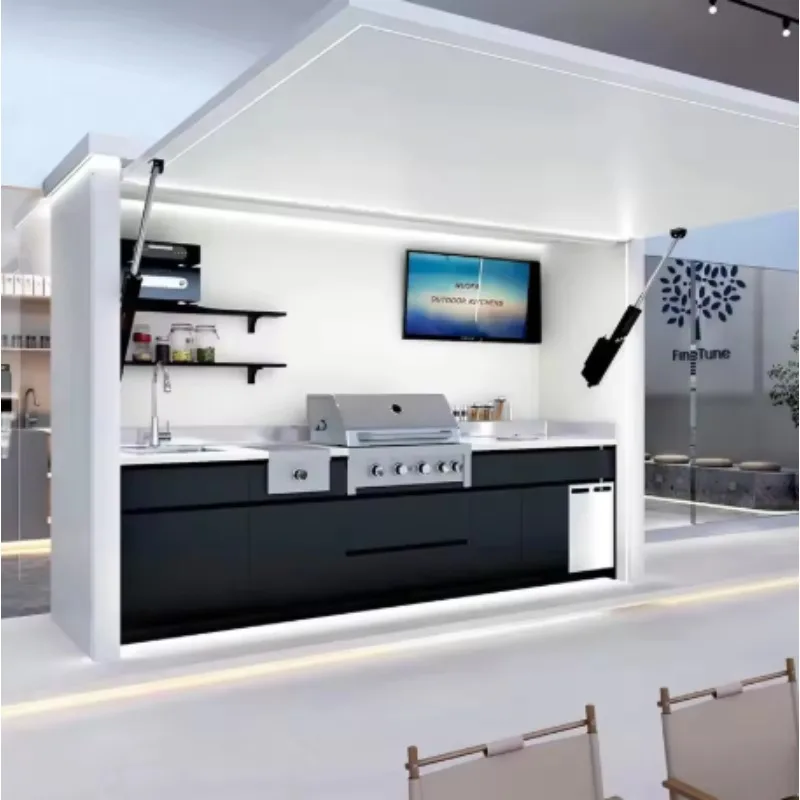 Custom Stainless Steel Built-in Barbecue Oven & Gas Grill Modular Outdoor Kitchen Cabinets for Home Use
