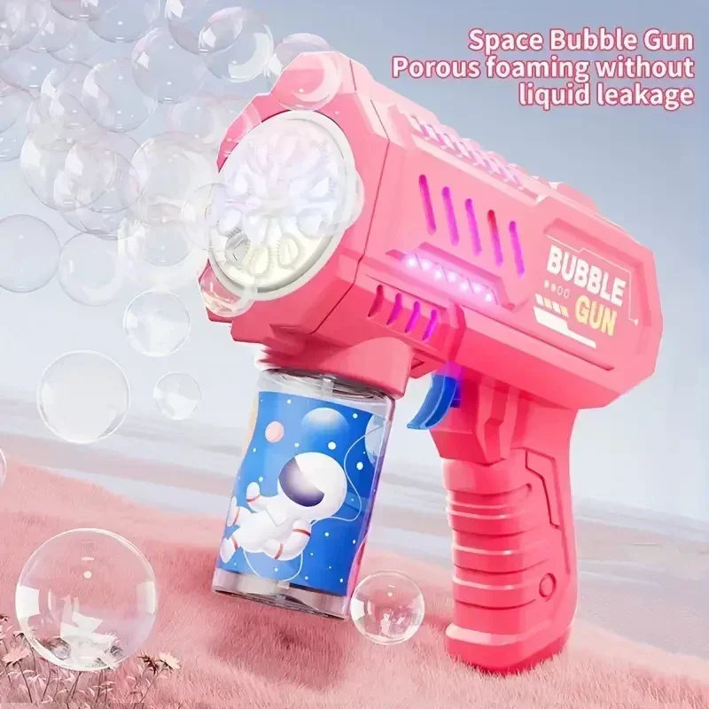 10 Holes Children Electric Bubble Gun Rocket Soap Automatic bubble machine Kids Summer Outdoor Bubble Blowing Toys for Kids