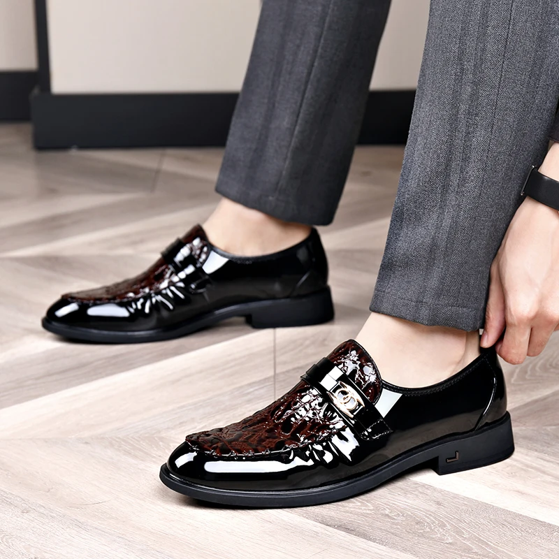 Dou Dou Shoes Men's Fashion Brand Step Lazy Bright Genuine Leather Soft Sole Casual Leather Breathable and High Quality Loafers