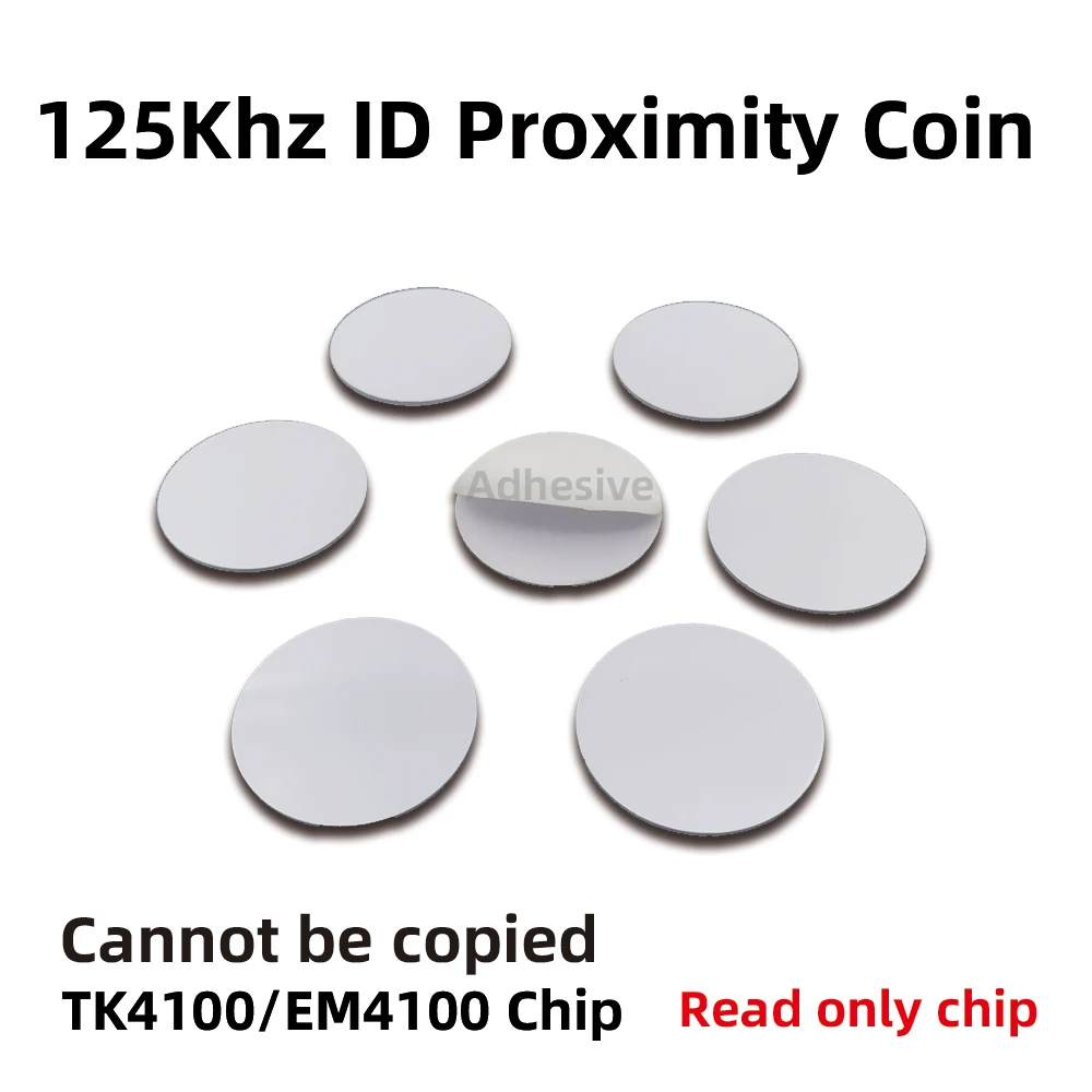 ID 코인 RFID 태그 부착 스티커 포함 RFID 코인 ID 카드, 접근 통제용, 읽기 전용 125KHz 직경 25mm, TK4100/EM4100