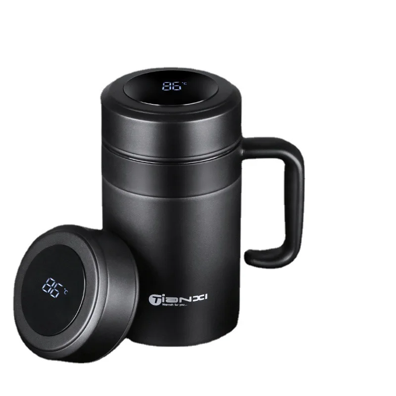 Stainless Steel Insulated Mug Intelligent Lid with Handle Tea Brewing Thermal Cup Men's Business Cup Women's Stylish Design