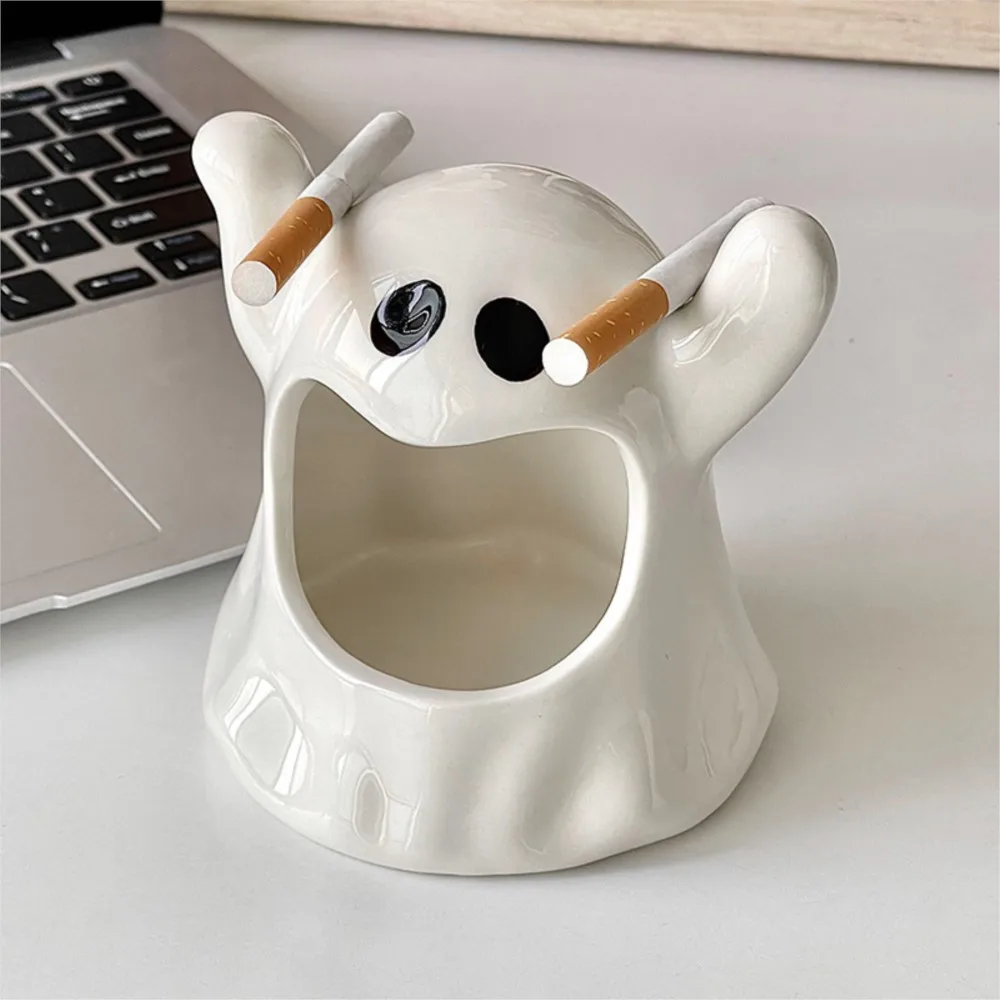 Creative Cute Ceramic Flower Pot Vase Halloween Amusing Ghost Ashtray Handicraft Ornaments Home Decoration Accessories