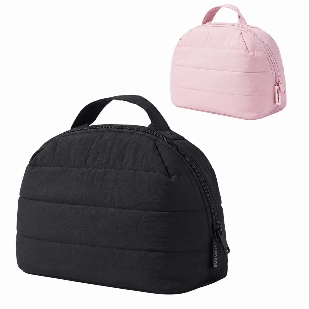 Foldable Travel Makeup Bag Adjustable Dividers Mesh Pocket Makeup Organizer Zipper Closure Portable Toiletry Pouch Outdoor