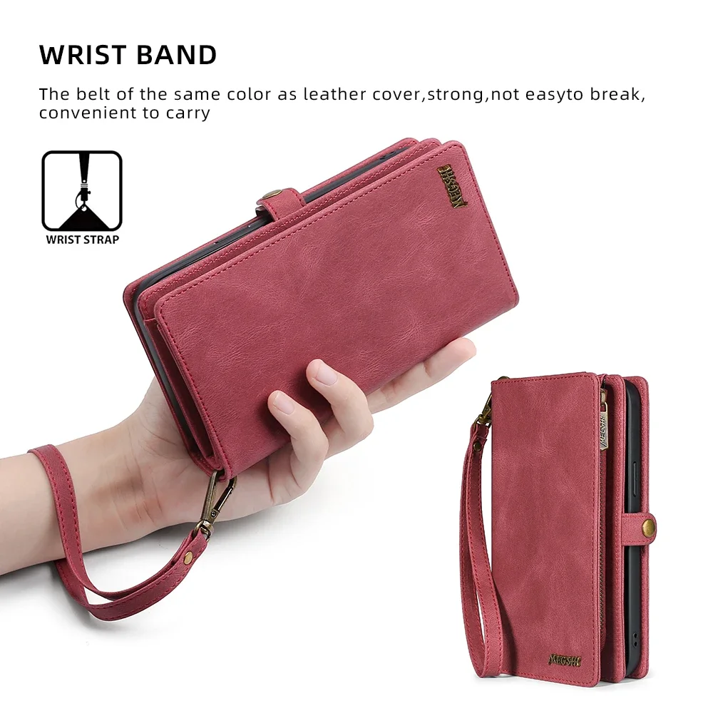 Wallet PU Leather Phone Case Cover For iPhone 16 15 Pro Max iPhone 16 15 Plus with Card Slots Zipper Wallet Design Phone Cover