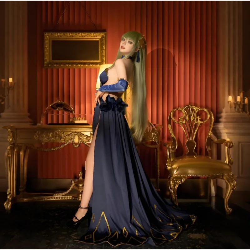 Аниме CODE GEASS Game Mahjongg Soul C.C Косплей Костюм Сексуальное Фиолетовое Платье Костюм Аксессуары Женщины Карнавал СНей Вечеринка Одеваются