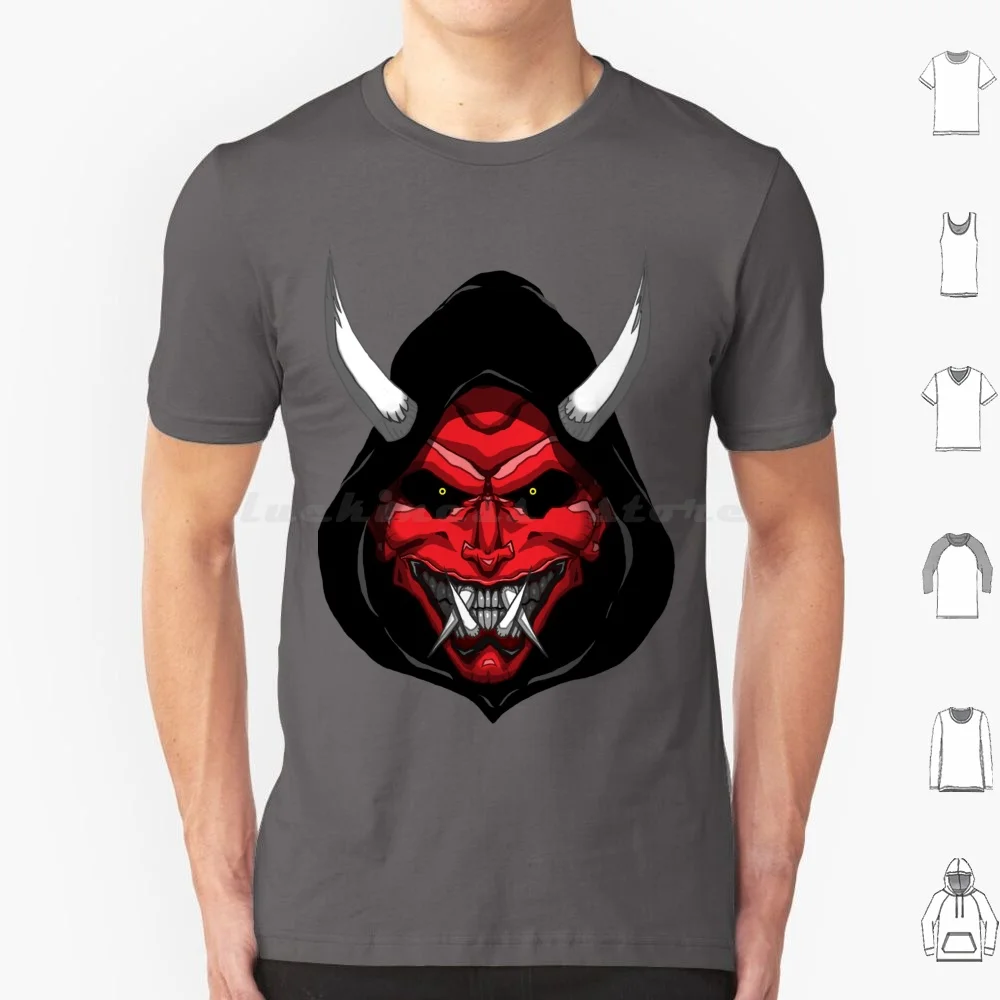 Japanese Oni Mask T Shirt 6xl Cotton Cool Tee Japanese Oni Evil Scary Horns Demon Spirit Halloween Nioh Assassin Joker