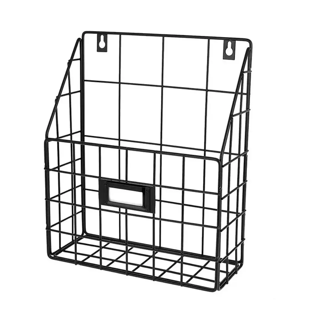 Economic Wall Mounted Magazine File Holder Easy To Install Metal Mesh Wire Basket Sturdy Handle Mail Organizer Office