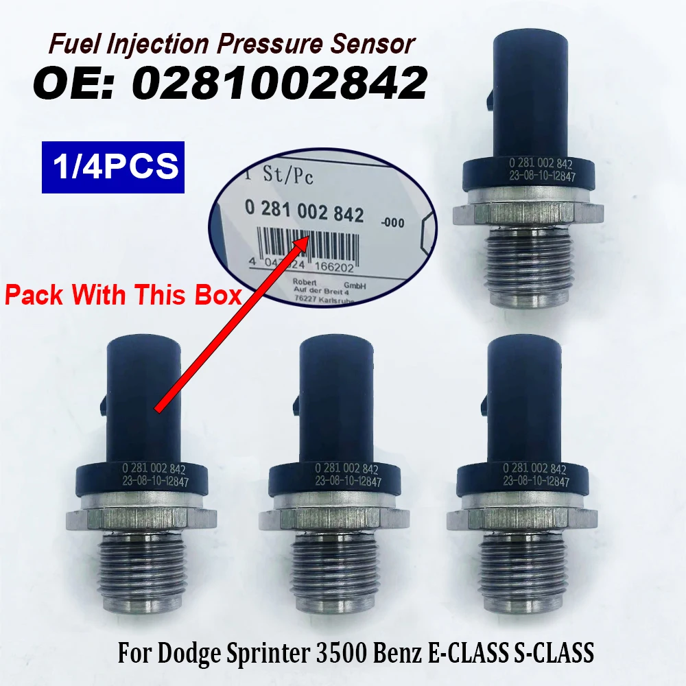 1/4PCS High Quality 0281002842 0041536728 Rail Fuel Pressure Sensor For M-ercedes-Benz E320 E350 GL320 ML320 D-odge Sprinter