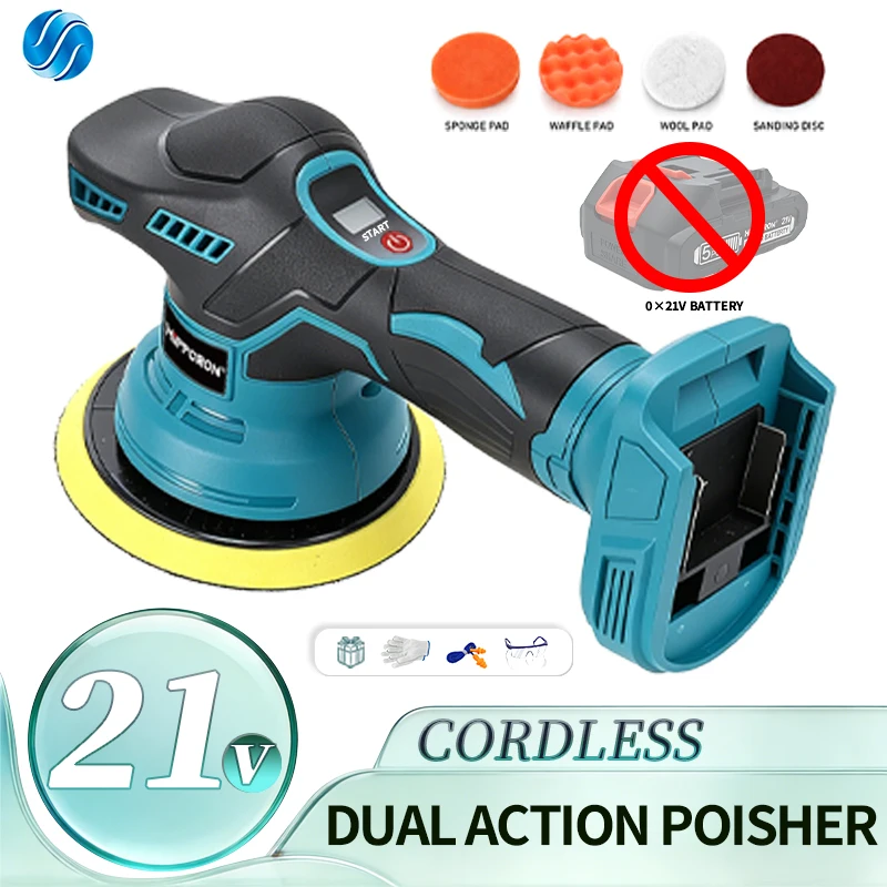 HIPPCRON Lightweight 5500RPM 8 Gears Cordless Car Polisher Multi-functional Sanding Machine Waxing Metal Cleaning (NO Battery)