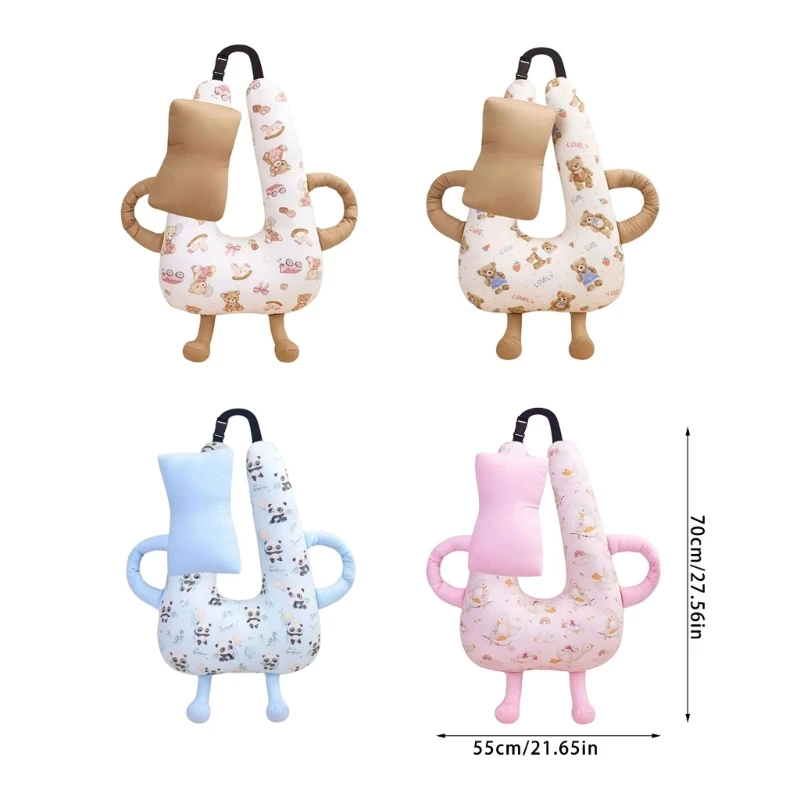 J15U وسادة دعم محمولة لراحة الرقبة للرضع لمقاعد السيارة وعربات الأطفال حشوة مريحة من البوليستر سهلة التنظيف ومسند الرأس