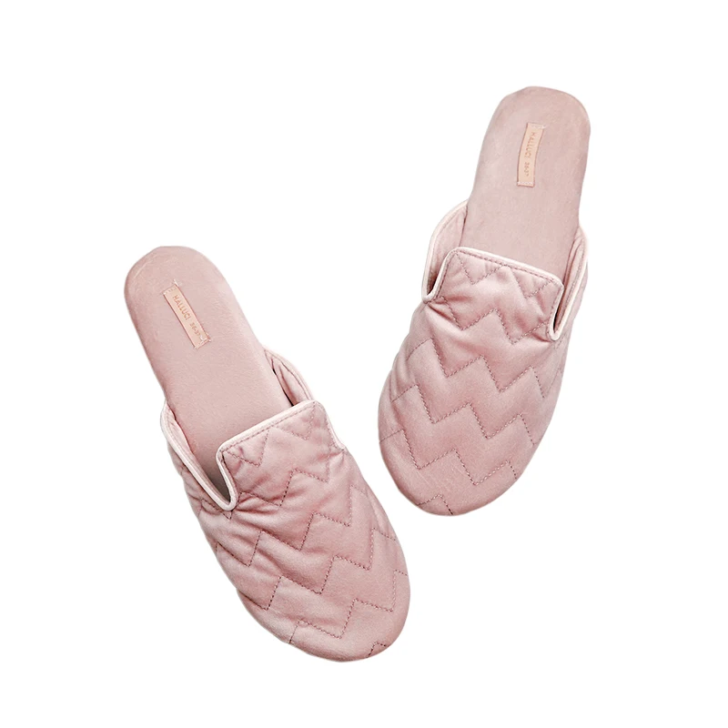 New Style Fashion Diamond Quilted Simple Office Silent Slippers Indoor Home Women Slippers Rubber Sole Anti Slip Female Shoes