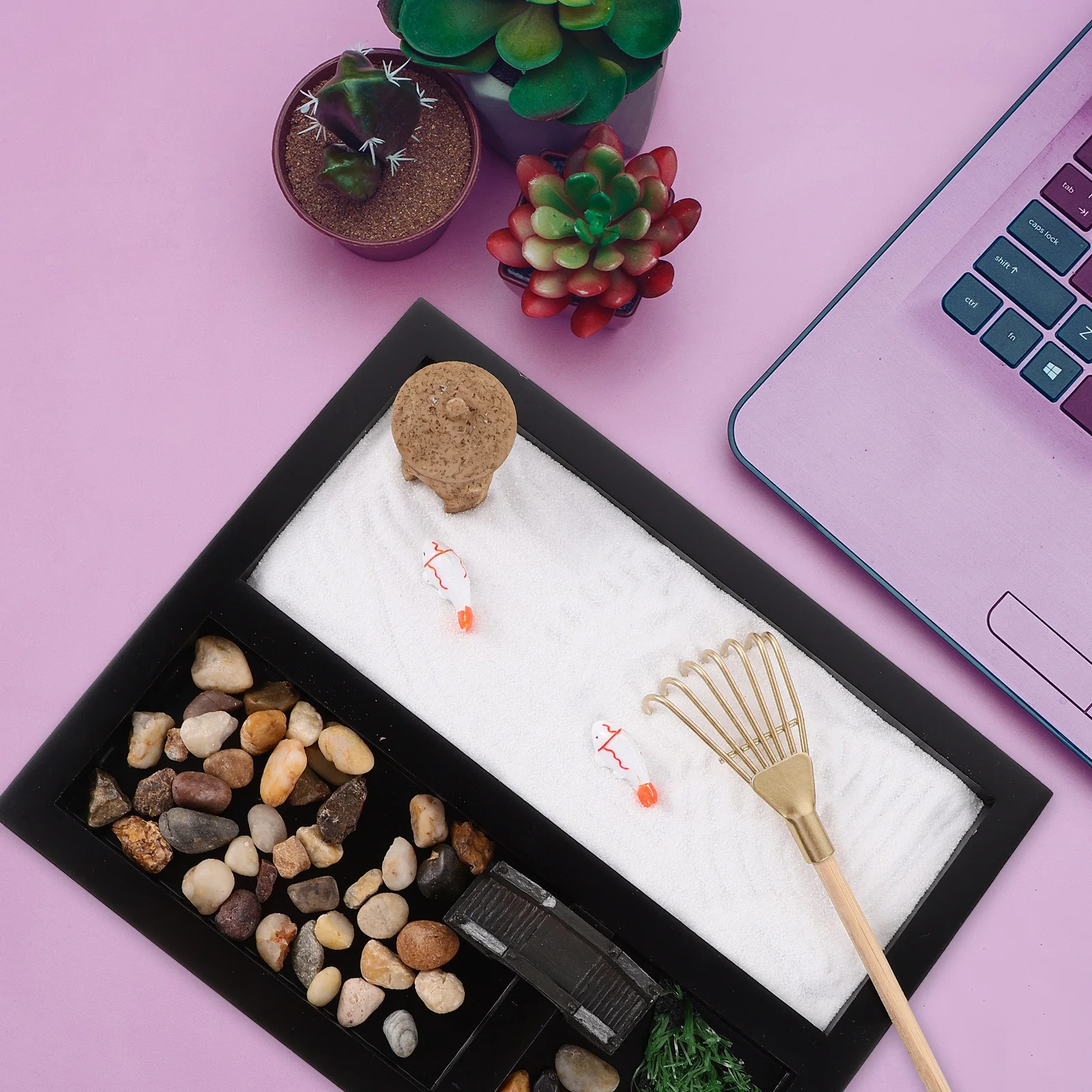 Simulação oceano cena zen jardim desktop areia decoração em miniatura paisagem meditação sandbox para mesa de escritório decorativo de madeira