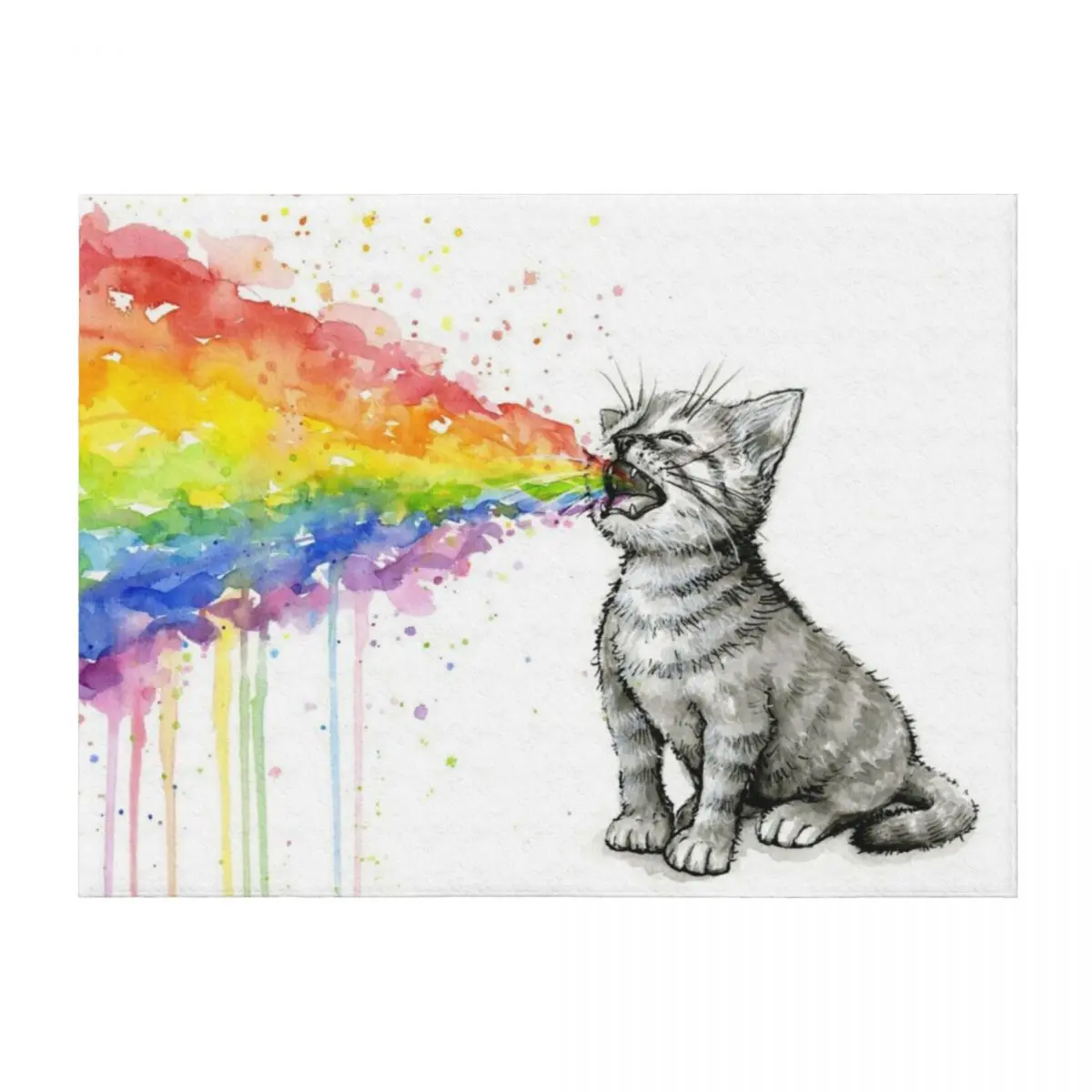 

Kitten Puking Rainbow Throw Blanket Tourist anime Moving Bed Blankets