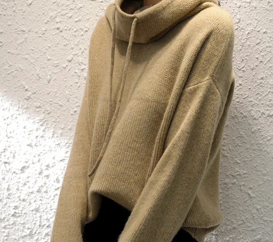 Jesienno-zimowy sweter damski w nowym, swobodnym stylu, modny, dzianinowy, luźny krój, gruby, idealny na zimę.