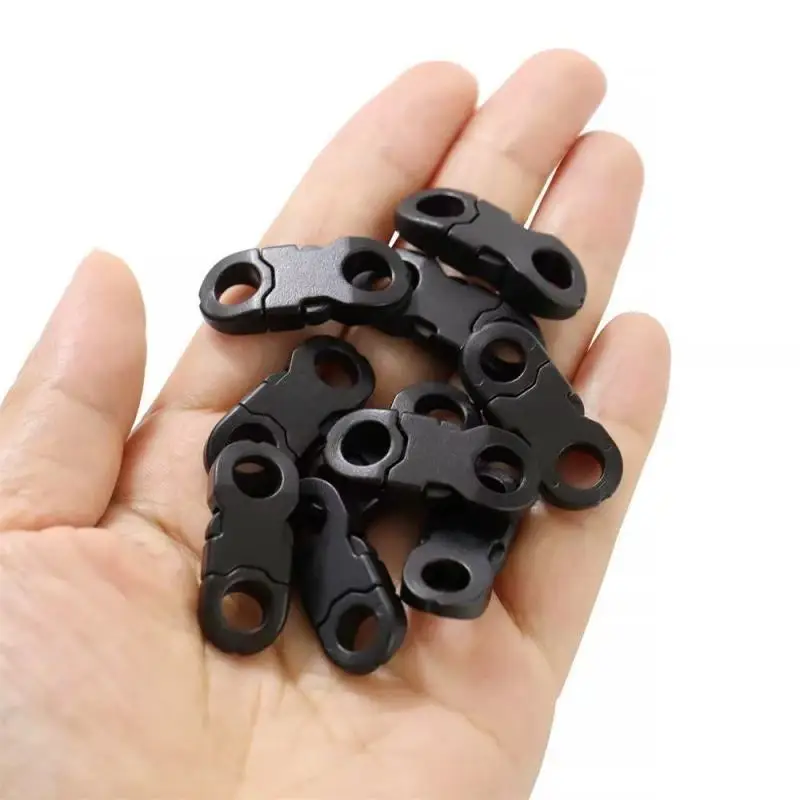 6pcs Plastic Paracord Bracelet Closures Mini Side Release Buckle Clasp for Necklace DIY Craft Accessories Black 2 Hole 5mm