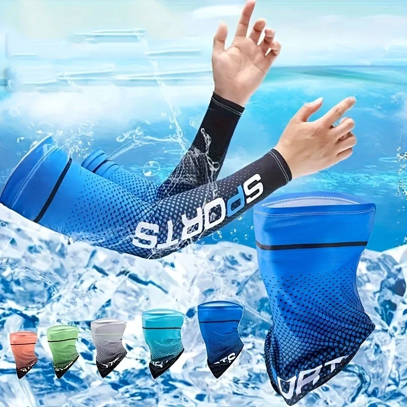 Summer Protection Includes 1 Pair Arm Sleeve for Outdoor Cycling Breathable Ice Silk Cooling Mask