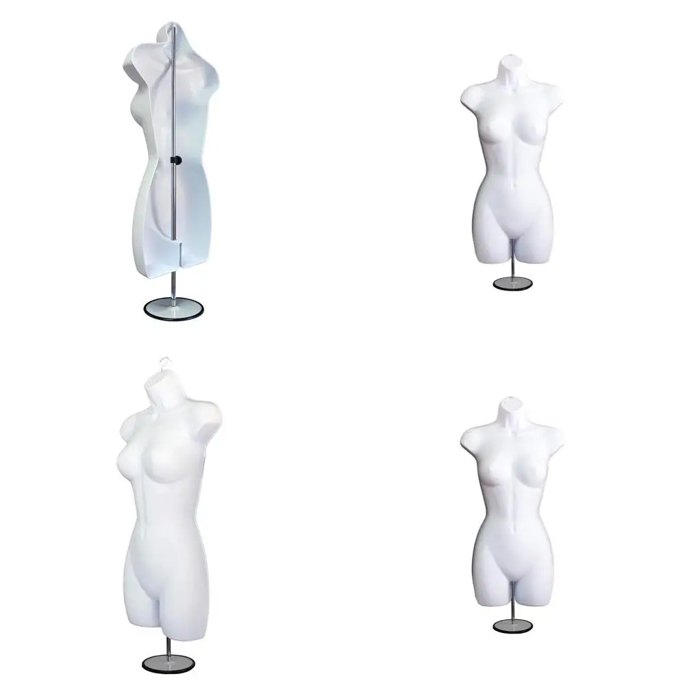 

S-M Size White Female Mannequin Set with Hollow Back and Metal Stand