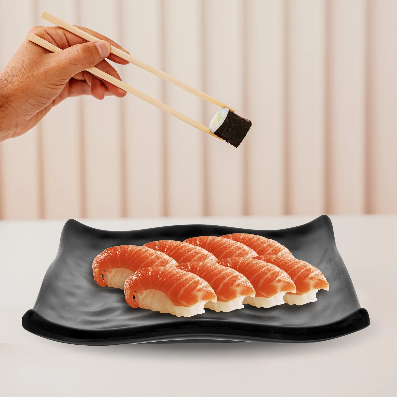 

Plastic Sushi Plates Melamine Food Serving Display Dish Decorative Small Tray Home Use Easy Clean Hygienic Smooth Touch Wide