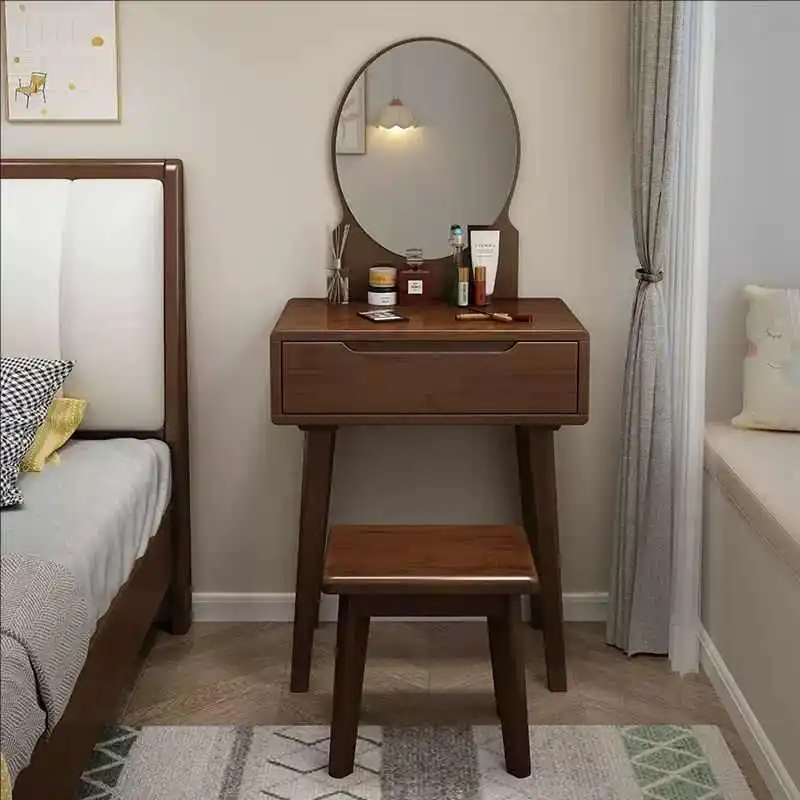 

Mini Makeup Dressing Table Vintage Drawers Mirror Storage Wood Dressing Table Coffee Chair Mesa De Maquillaje Chinese Furniture