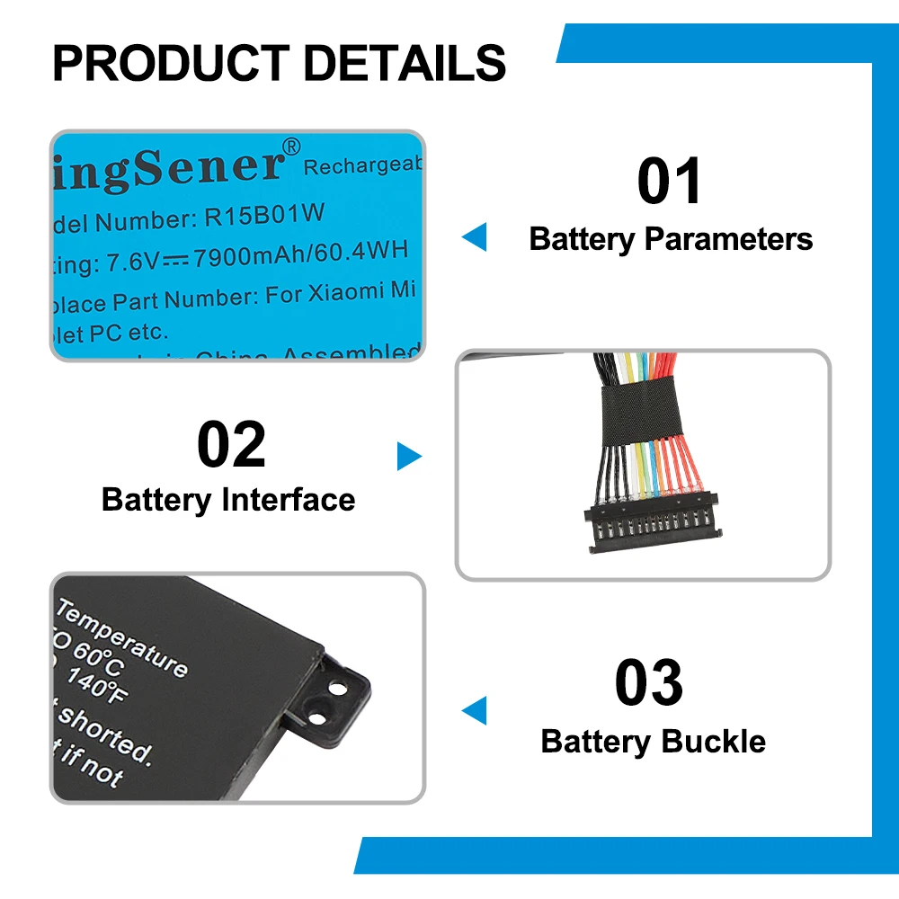 KingSener R15B01W batterie d'ordinateur portable pour Xiaomi Pro 15.6 pouces série TM1701 171501 -AQ TM1707 Notebook 7900mAh/60.4WH Outils gratuits