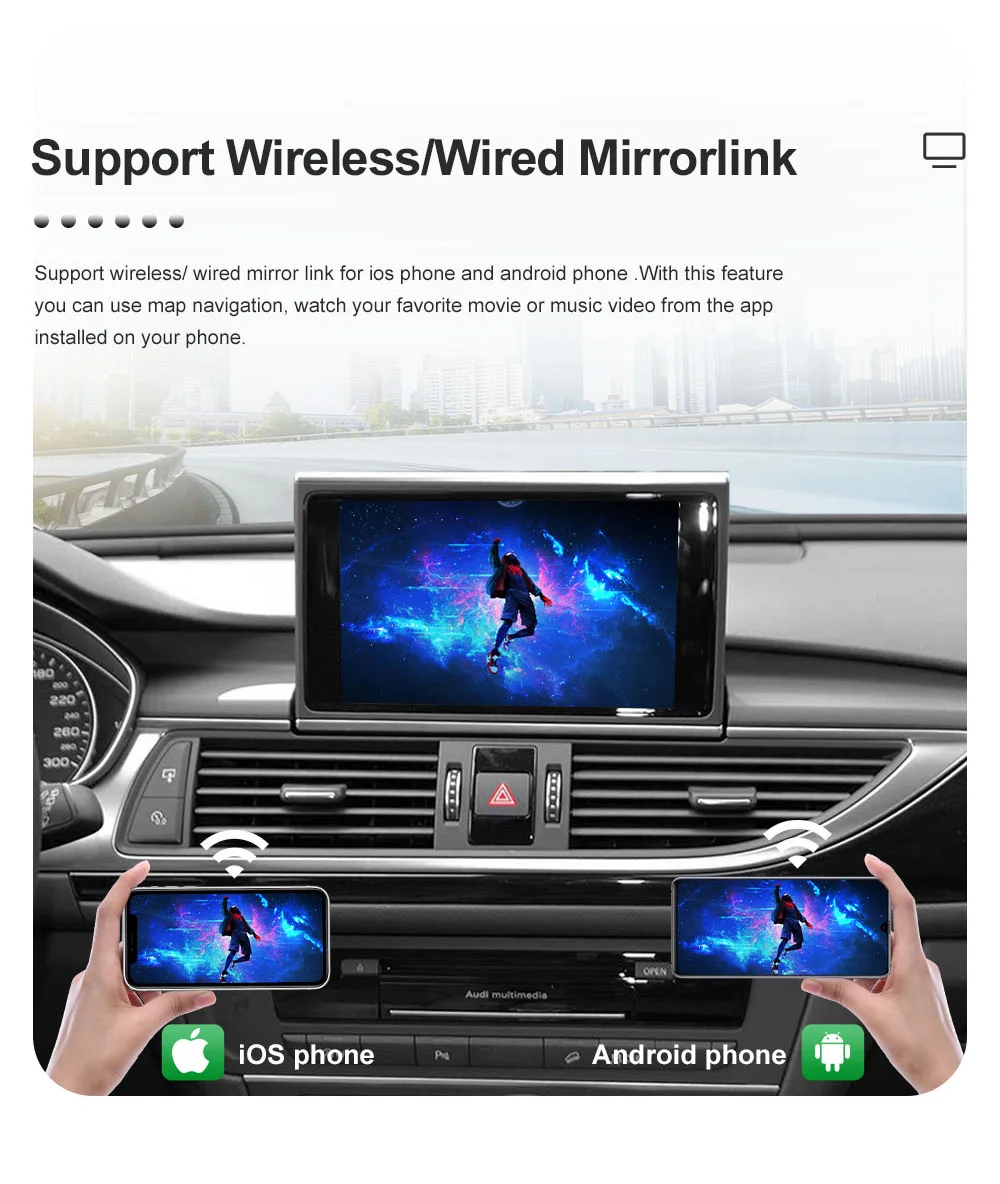 Kabelloses CarPlay- und Android-Auto-Interface-Modul für Audi A6 A7 HN+R-System mit Mirror Link und Bluetooth. – Detail 6