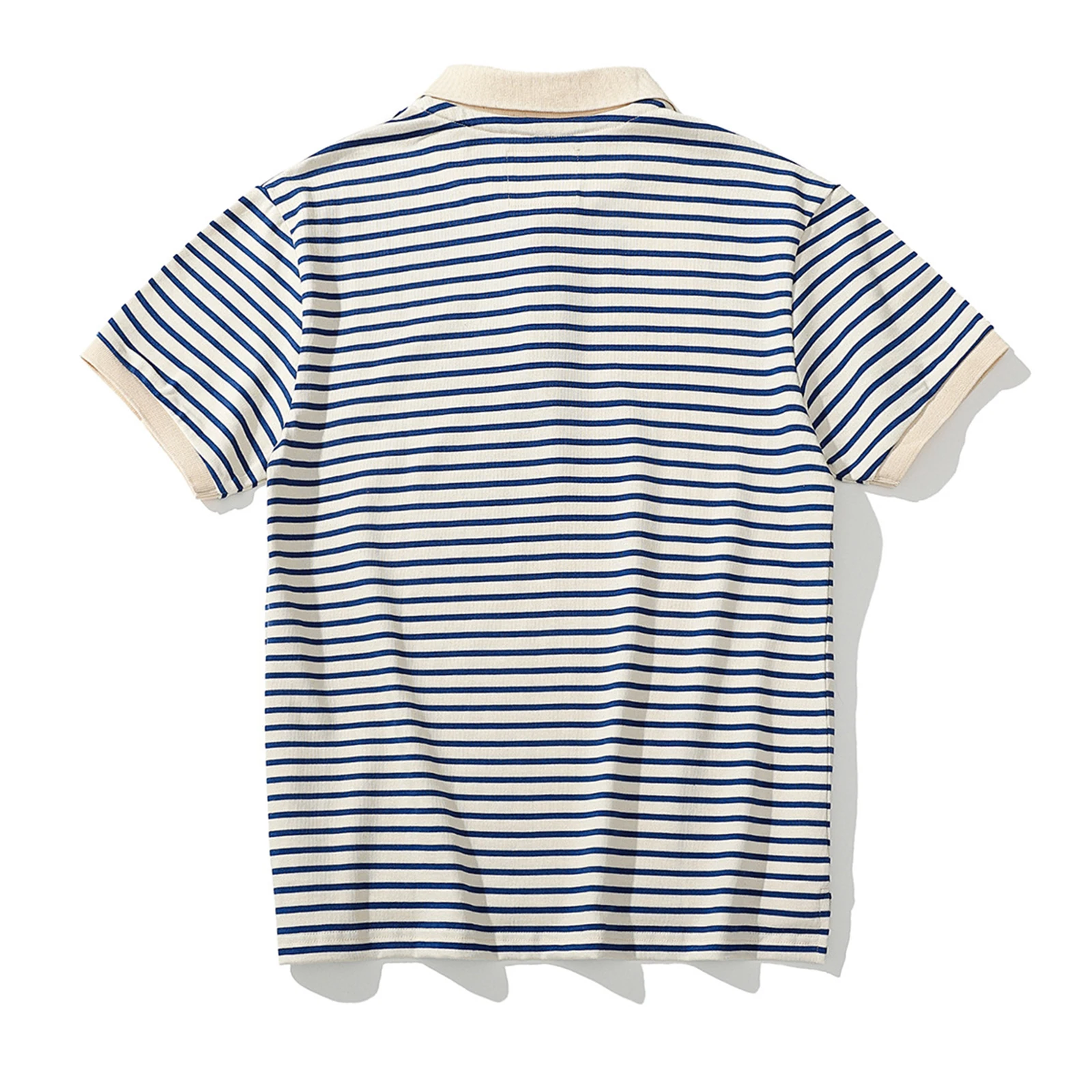 Summer Men's T-shirt, Sea Soul Polo Shirt, Short Sleeved Men's Cotton Loose Casual Striped T-shirt