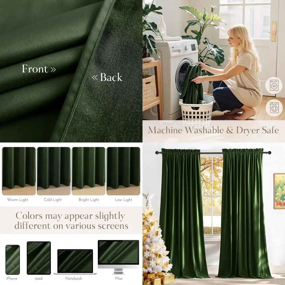 

Olive Green 108 Thermal Insulated Blackout Curtains - W52 x L108, 2-Panel Set for Bedrooms and Living Spaces