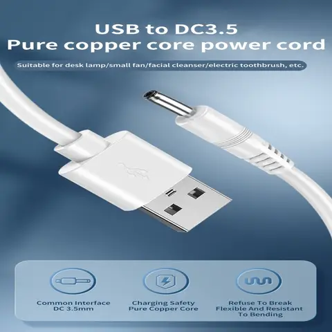 USB Quick Connector For MP3/MP4 5V 3.5*1.35mm Dc Power Plug Line Charger Power Cable Power Supply Cord Usb To Dc 3.5mm Cable