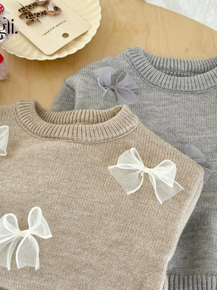 Maglione versatile da ragazza primavera autunno lavorato a maglia con nodo irt lungo Sve rotondo Ne Base irt coreano Sle Faionable