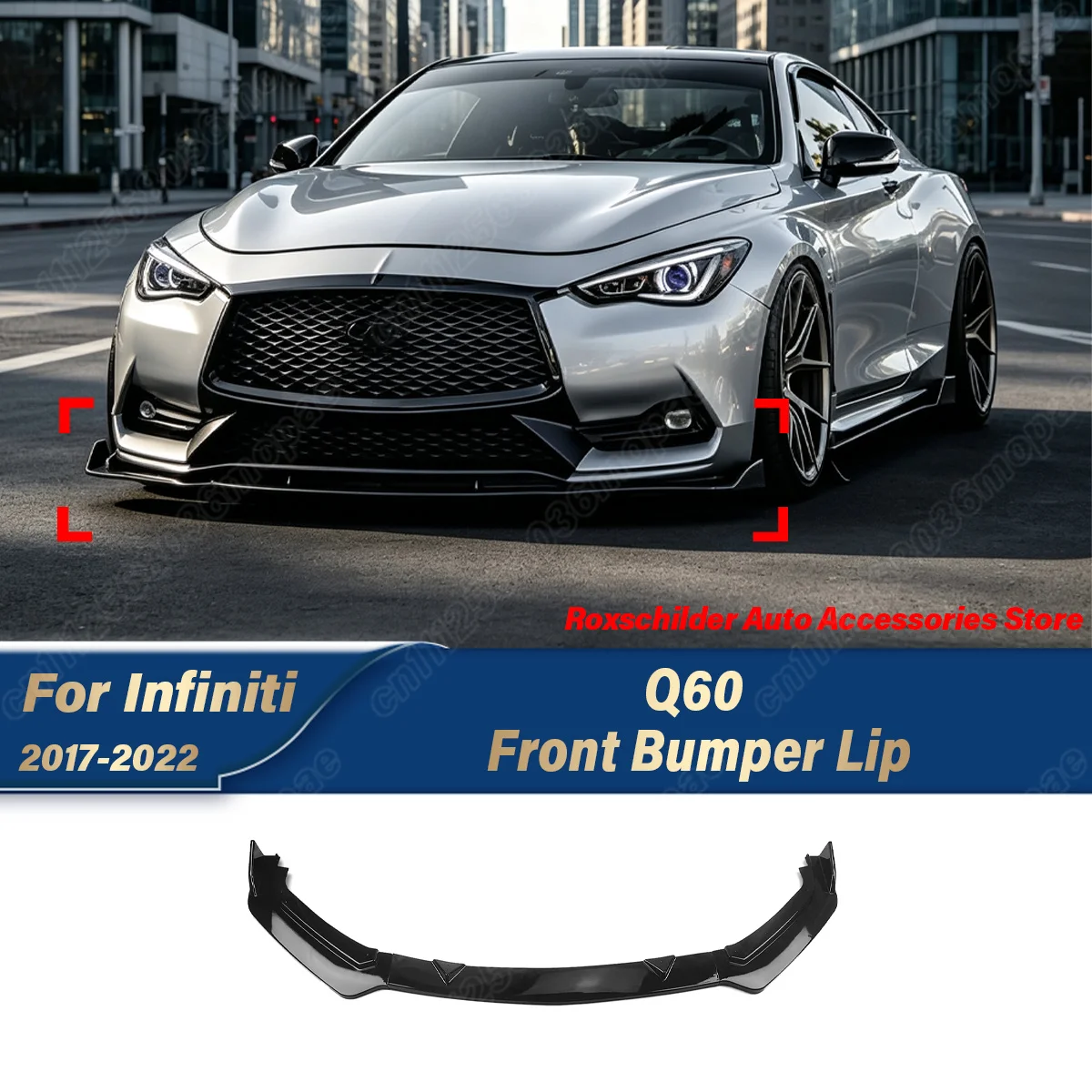 For Infiniti Q60 2017 2018 2019 2020 2021 2022 Car Front Bumper Spoiler Lip Sports Racing Front Chin Spoiler Body Kit