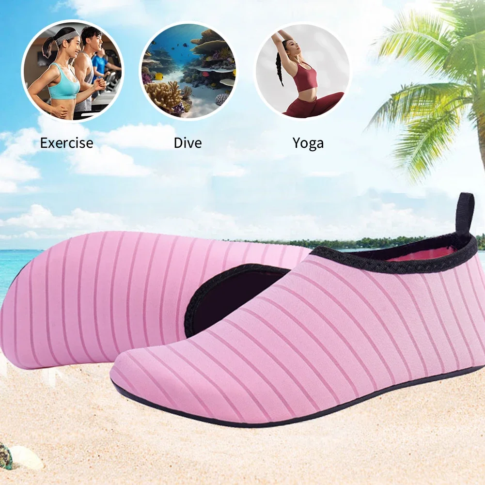 Schnell trocknende Wasserschuhe, Gummisohle, Tauchschuhe, Unisex, Strand, Schwimmen, Tauchsocken, rutschfest, zum Surfen am Meer, für Erwachsene und Kinder – Detail 2