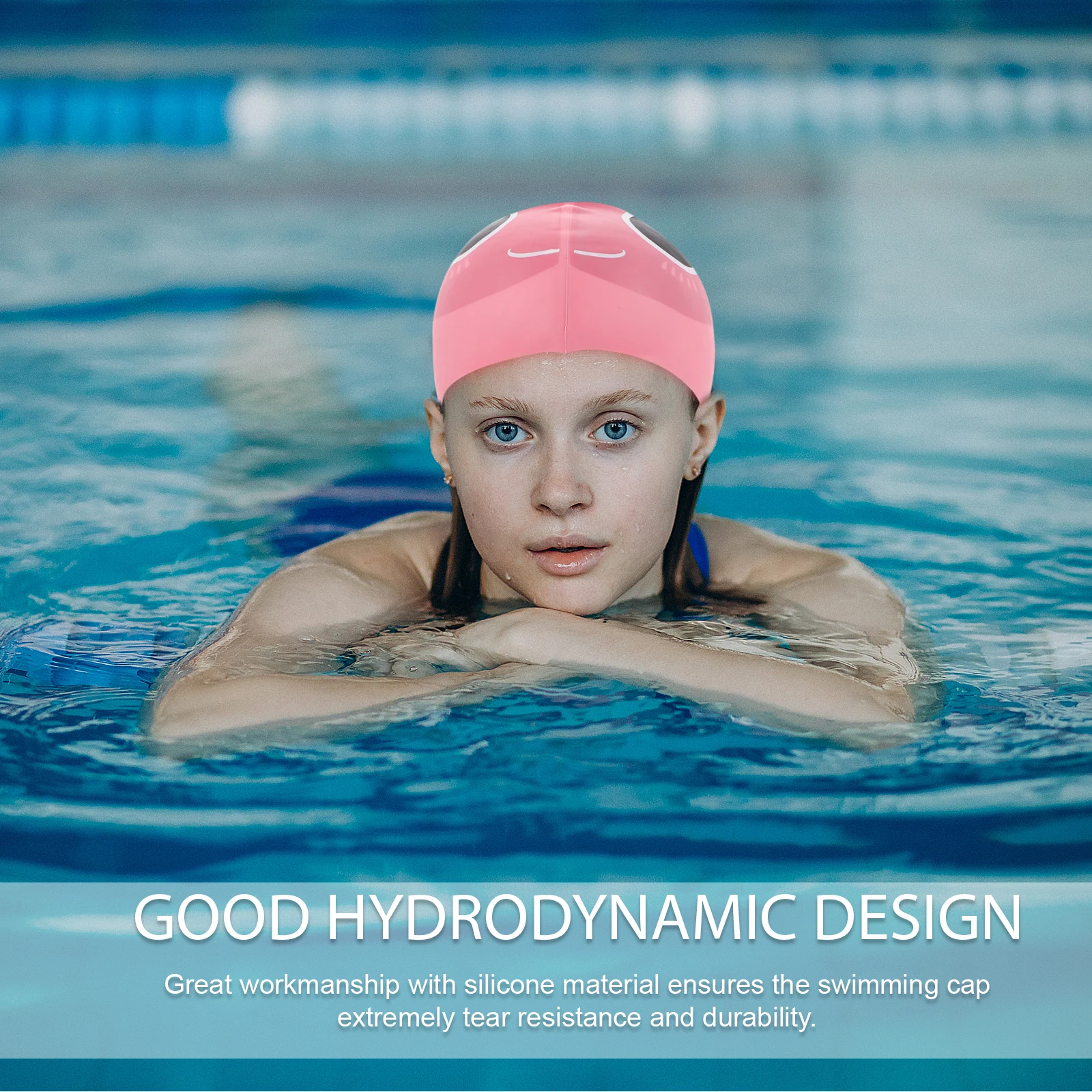 

Cartoon Silicone Swim Hat Waterproof Swimming Cap for Toddlers Extended Brim Comfortable Kids Swim Head Cover Swimming Hat