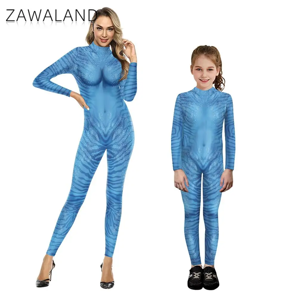 Zawaland Hallowen Matching Outfits 3D Digital Printing Party Film Cosplay Costume Zentai Bodysuit Purim Carnival Outfit Jumpsuit