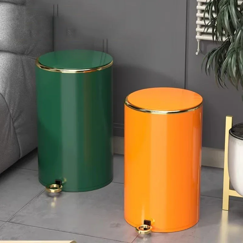 2025 New Stainless Steel Trash Can With Lid Luxury Kitchen Bathroom Living Room Foot Pedal Dustbin Extra Large Modern Design