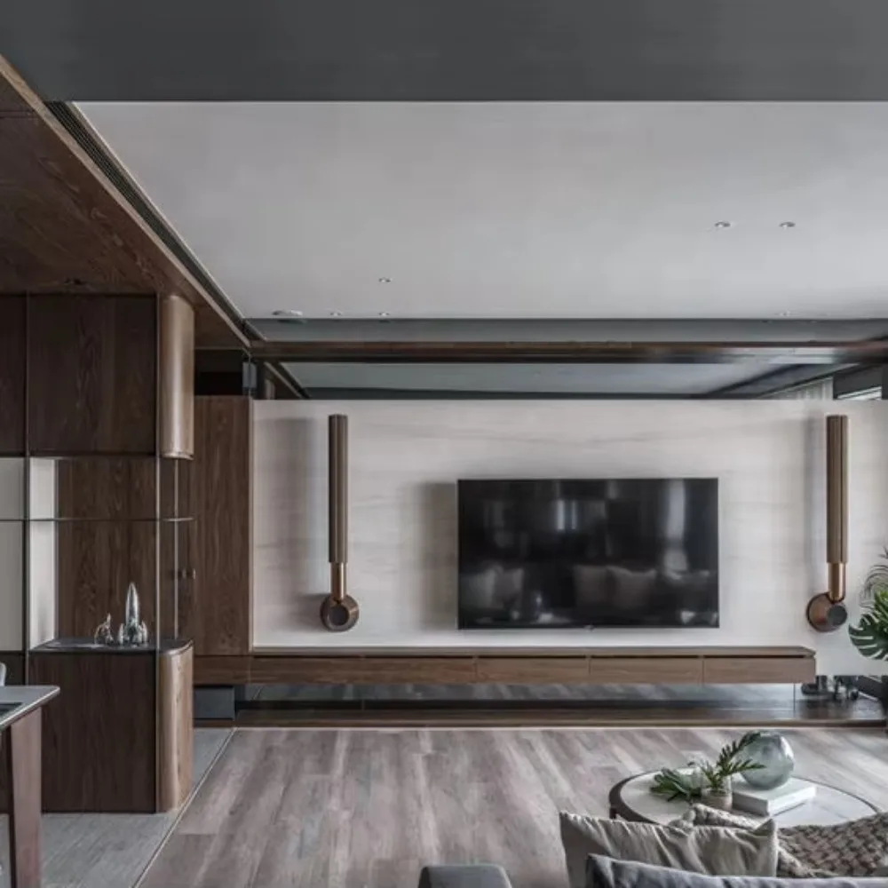 HangZhou Vermont Modern Italian Wood Veneer Custom Wall Cabinet Living Room Furniture TV Stand Kitchen Cabinet